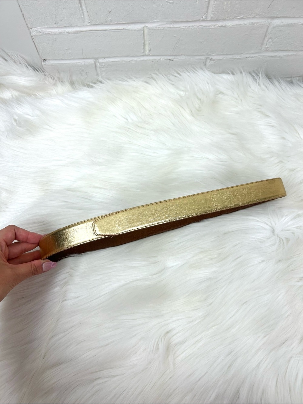 Vintage Terry Stack Genuine Leather Gold Waist Belt Size M